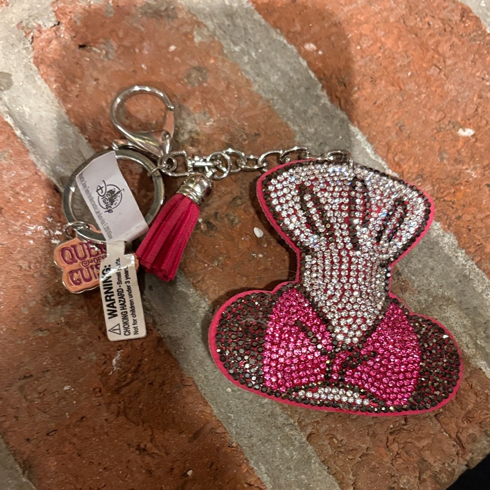 Disney EPCOT Food & Wine Queen of Cuisine Pink and Silver Rhinestone Keychain